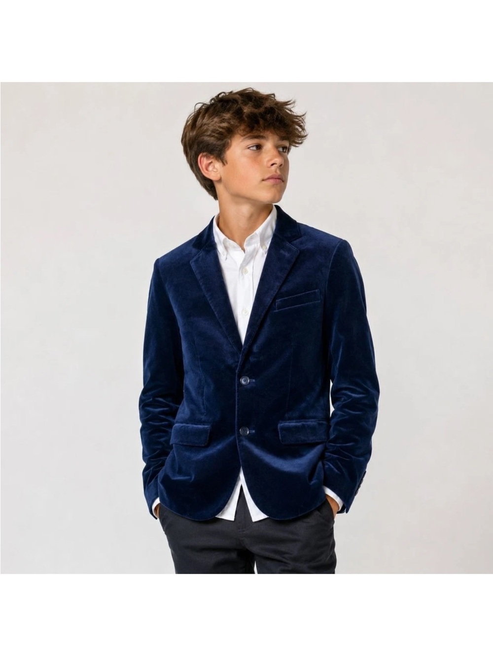 New NWT J.Crew Crewcuts Ludlow Velvet Blazer Boys Sz 16 Navy Blue Events Wedding